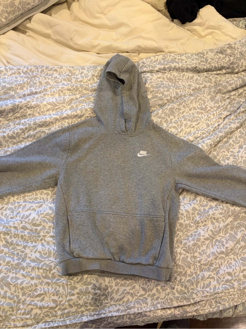Nike Gray Pullover Hoodie with White Swoosh
